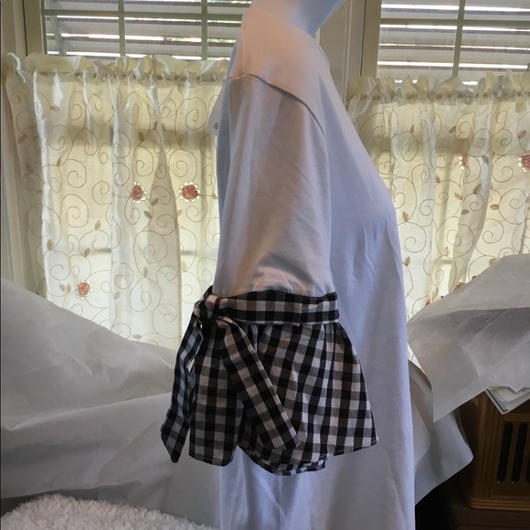 A.moon White Cotton plaid trim shirt - Picture 3 of 5